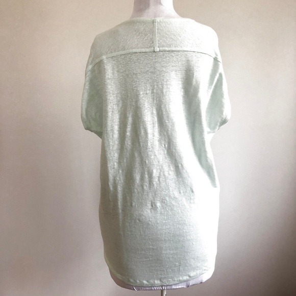 Aqua Linen V Neck Short Sleeve Tunic Top NWOT S - Picture 4 of 5